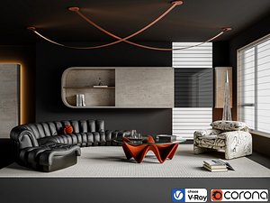 Livingroom interior scen 3D model