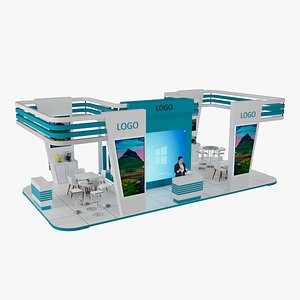 3D 10x5 meters exhibition booth model