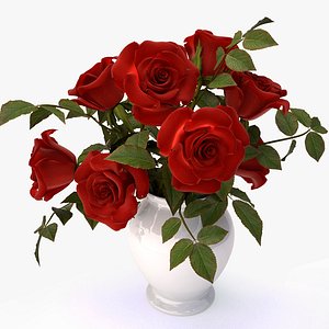 3d model roses red bouquet