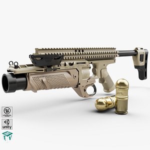 Grenade Launcher 05 Brown All PBR Unity UE Textures 3D model