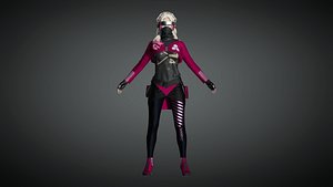 3D Cyber Punk Female Character 04 model