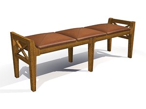 3d wooden large bench
