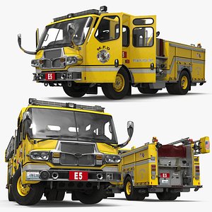 MFD Engine 2 Fire Rescue Vehicle Yellow Rigged 3D