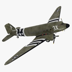 3D WWII Douglas C-47 Skytrain Rigged