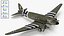 3D WWII Douglas C-47 Skytrain Rigged