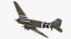 3D WWII Douglas C-47 Skytrain Rigged