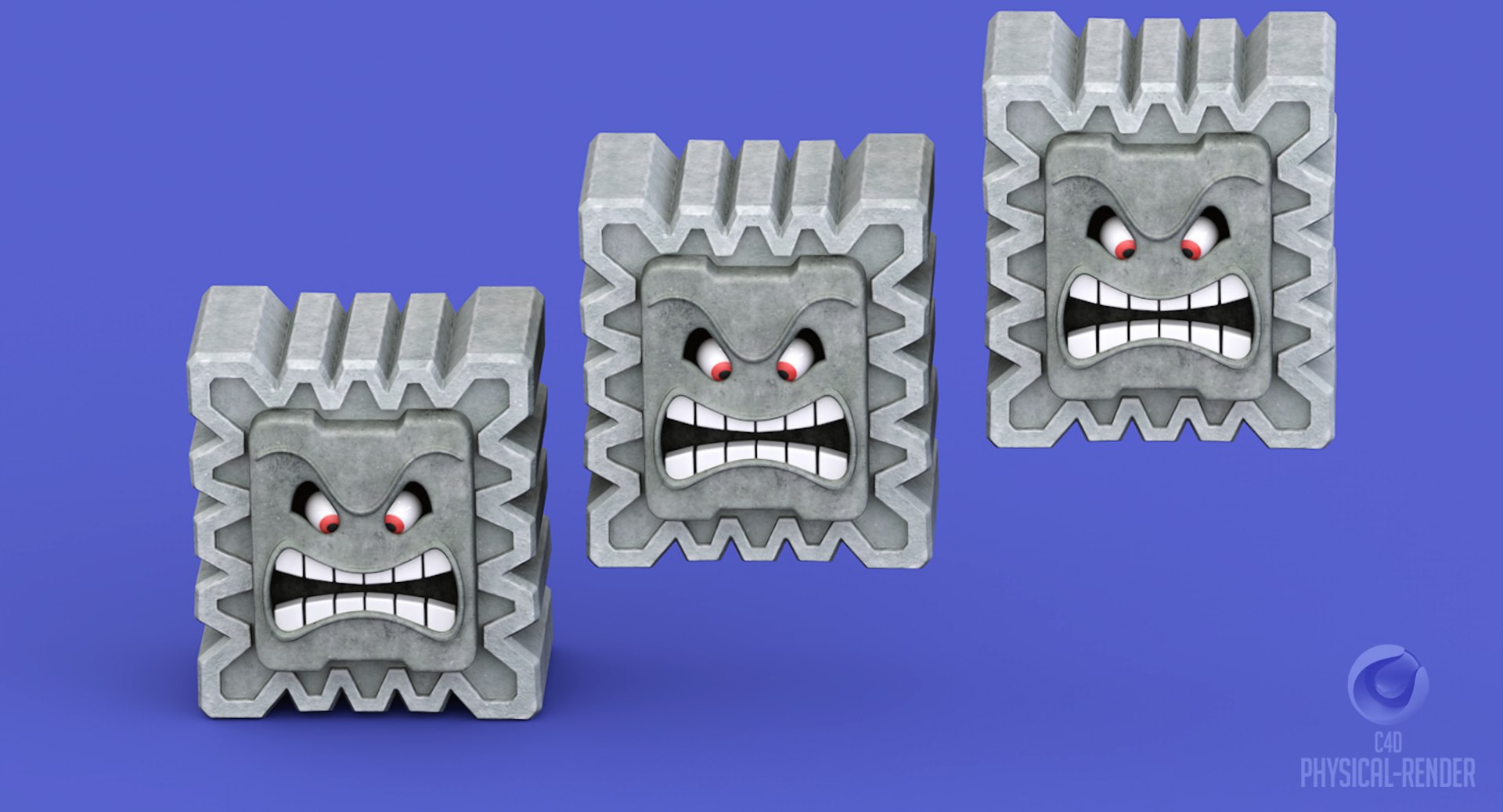 Thwomp Cinderblock Super Mario 3D Model TurboSquid 1378119