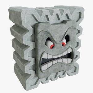 Thwomp Cinder-Block Super Mario Assets