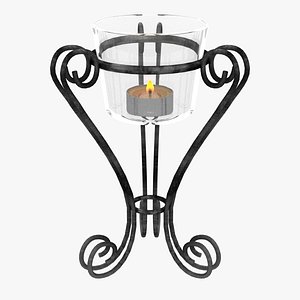 Iron / Glass Vase with a Candle
