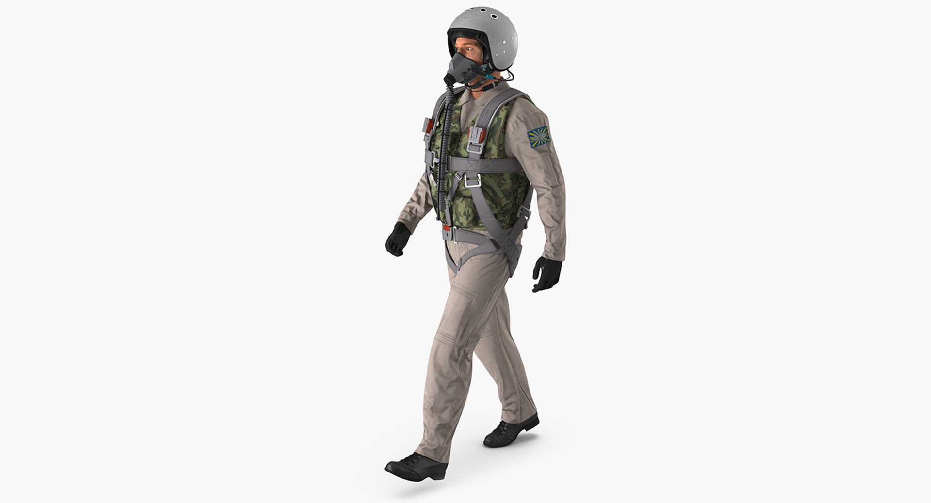 Russian Jet Fighter Pilot Walking 3D model preview