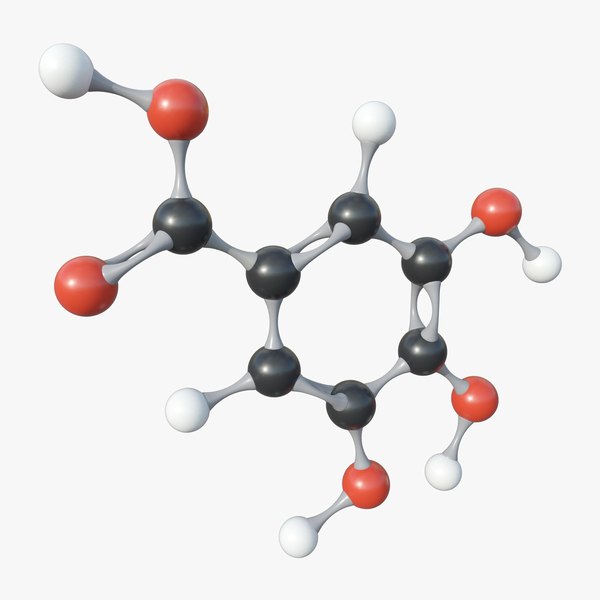 Gallic Acid Molecule With PBR 4K 8K 3D