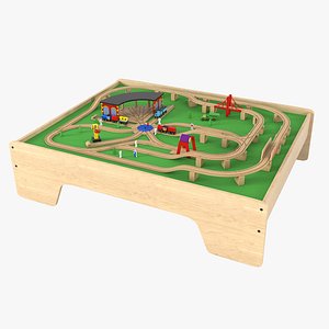 wooden railway table 3D model