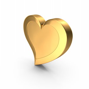 3D model Heart Symbol Gold