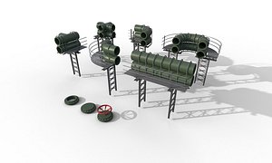 3D Industrial Pipe Set model