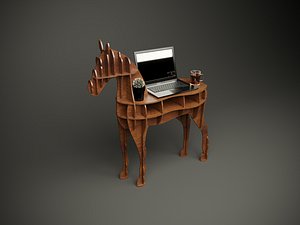 3D Wood parametric horse table model for cnc machine
