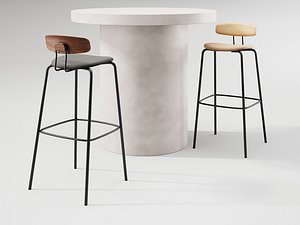 Okito Ply Bar Chair with Upholstered Seat