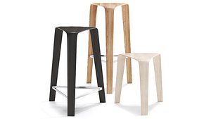 PLY Oak stool Designer Lievore Altherr Molina by Arper 3D