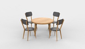 3D Teak Wood Dining 3D model model