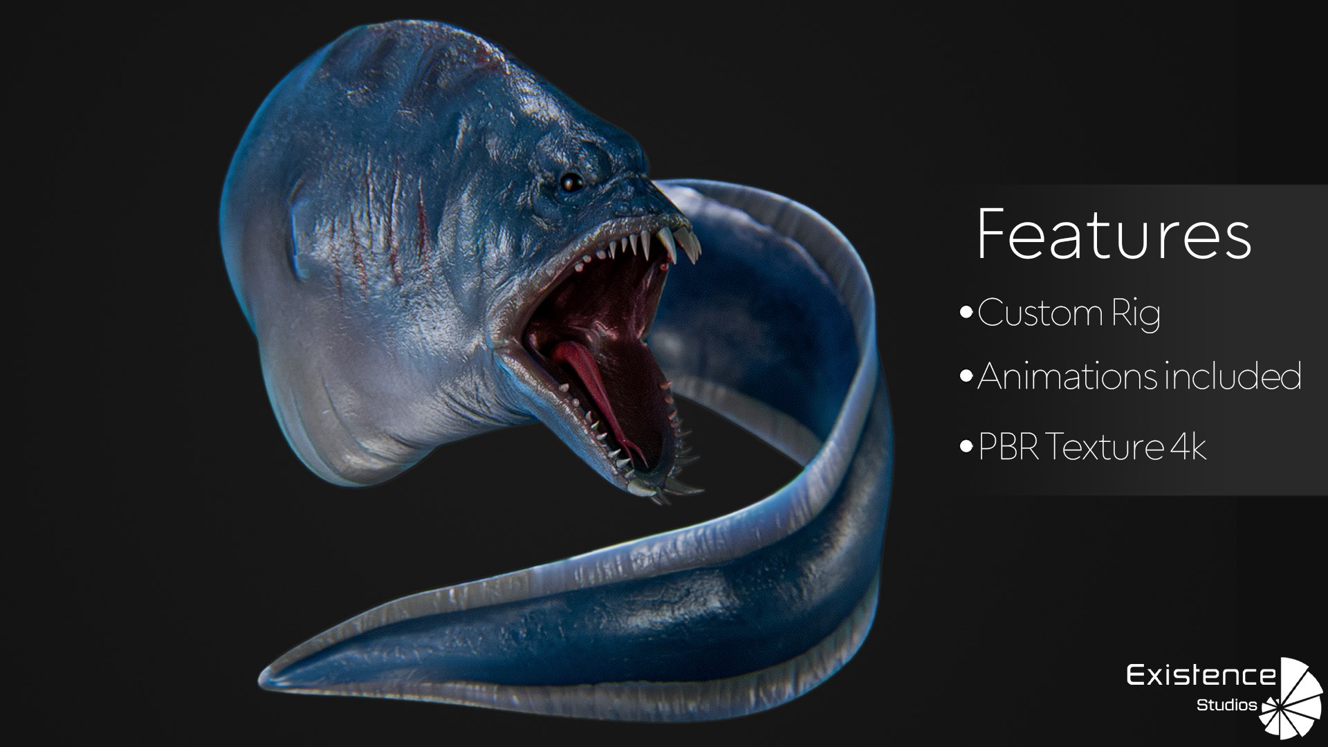 3D Moray Eel Low Poly Model - Underwater Creatures - Ocean Monster Fish ...