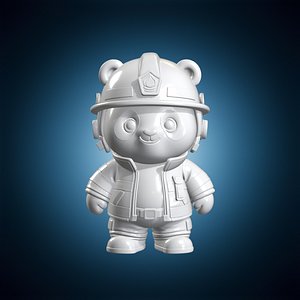 3D Chibi Panda Firefighter 3D Print Model