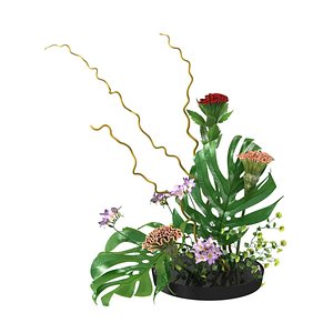 3D model ikebana japanese art flower