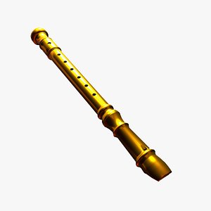 golden recorder musical instrument 3D model