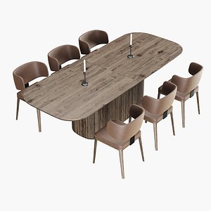 Modern dining table whith chair 5 3D model