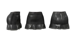 Flapped Skirt With Rivet Ruffles