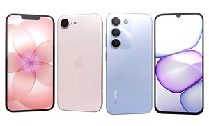 Realme C83 5G Blooming Purple And Apple iPhone 17e Pink