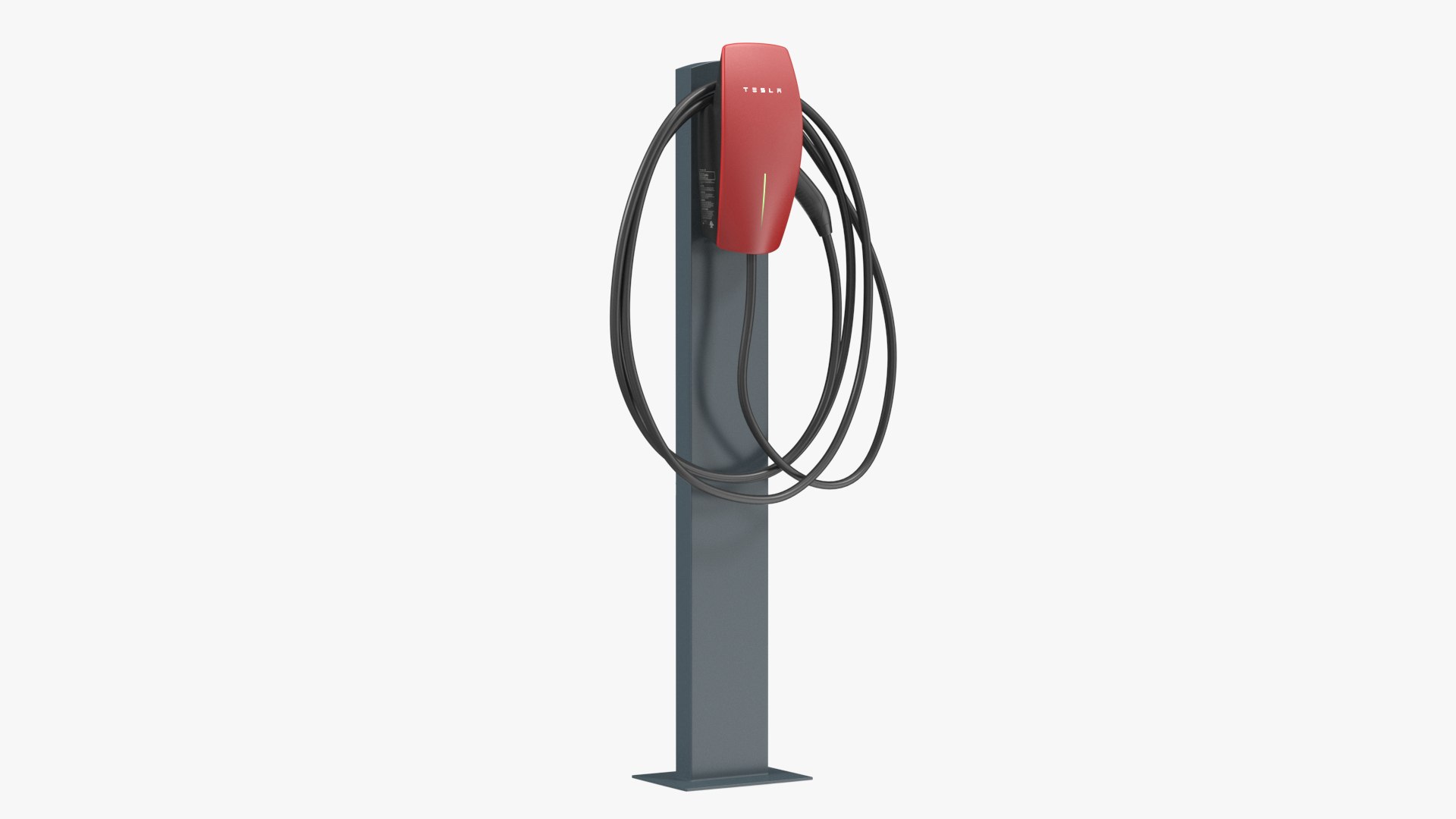 Pedestal Mounted Wall Connector Charger Tesla Red 3D model preview