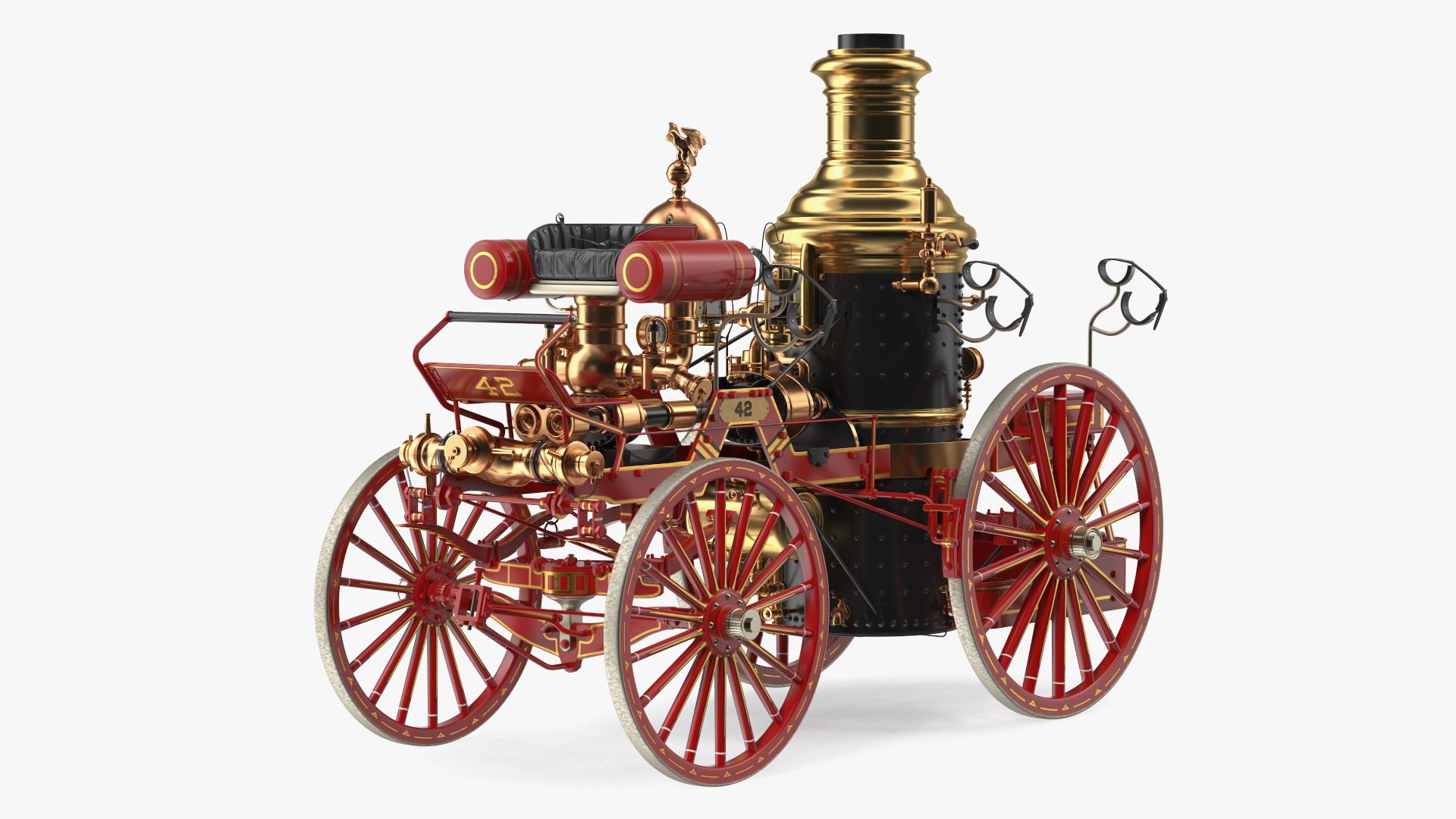 Steam Fire Engine Horse Drawn 1894 3D model preview