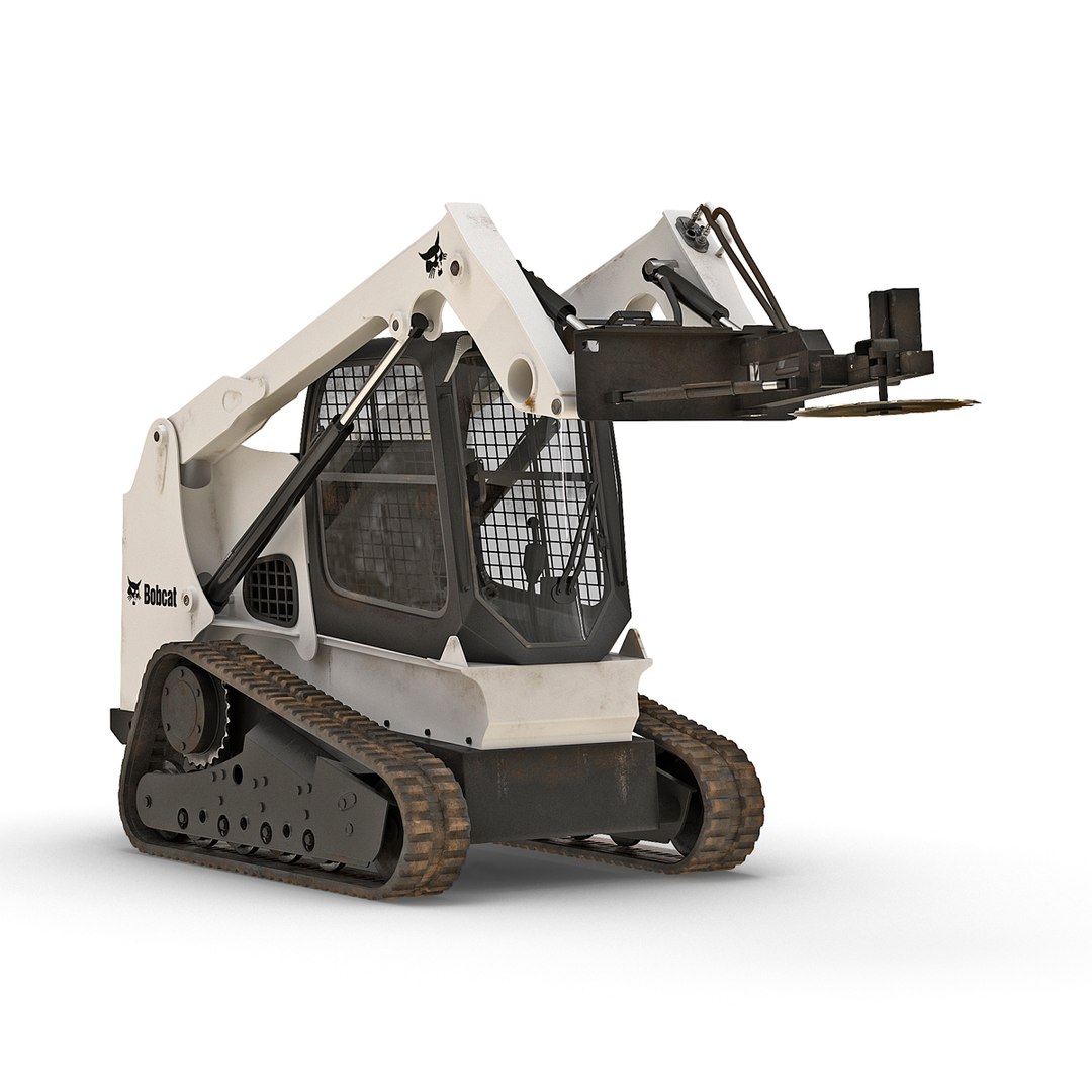 Compact Tracked Loader Bobcat With Brush Saw Rigged 3D Model 3D model preview