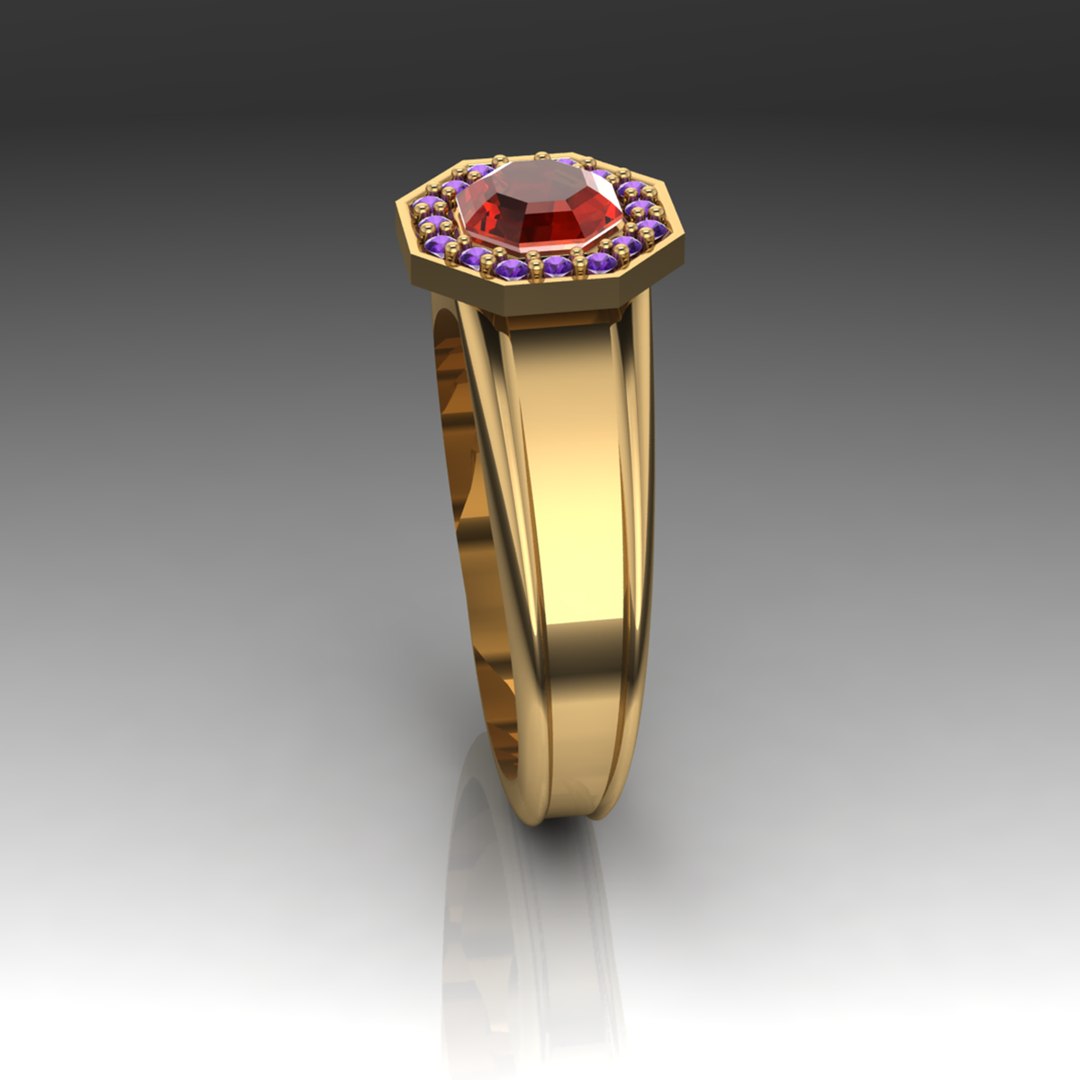 Red Diamond Stone Ring 3D Print Model 3D Model - TurboSquid 1924386