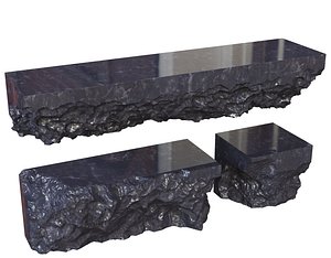 Basalt Stone Bench02 3D