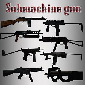 3d model of submachine gun