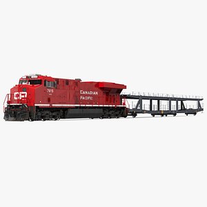 Locomotive Canadian Pacific with Autorack Car Transporter 3D model