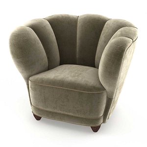 chair danish 1940s mohair 3D model