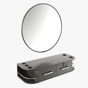 3D model Hairdresser Wall-mounted Desk with Mirror
