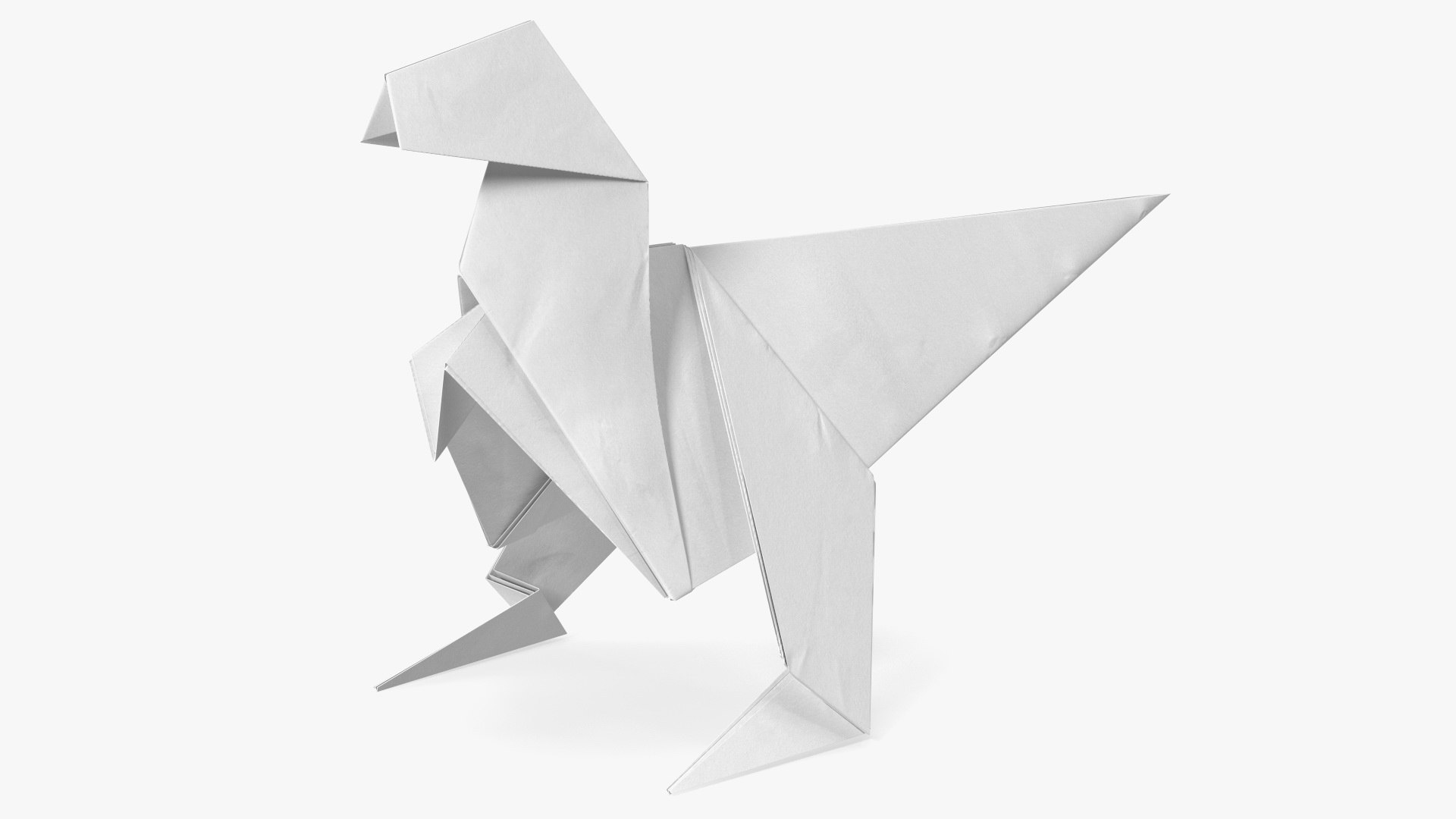 White Origami Dinosaur 3D model preview