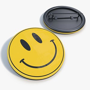 3d badge smiley face