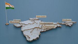 India detailed Map with Animated Flag