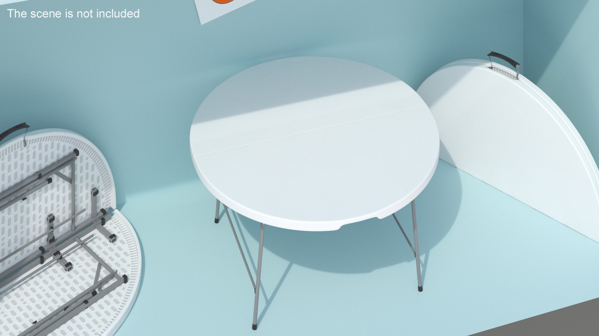 Round Folding Table White Unfolded 3D Model - TurboSquid 2289495