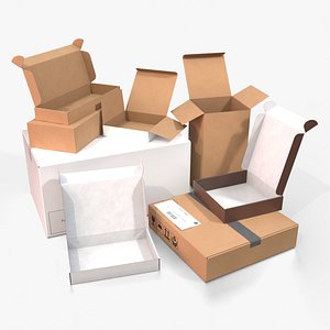 3D model Cardboard Box Collection - Flat Form Mix Set