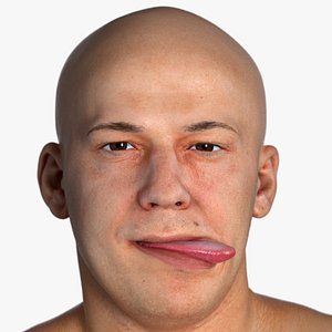 Real PBR Marcus Human Head Tongue Show Left AU19 3D