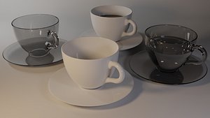 3D 3D porcelain and glass cup models model