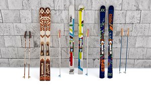 3d model skis mountain