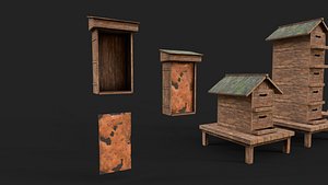 Lowpoly Honey Box Bee Farm PBR 3D model