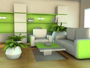 3d living room green