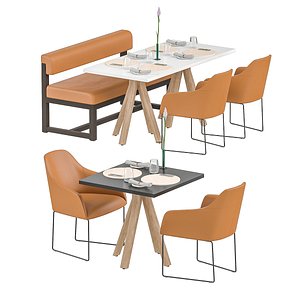 restaurant tables modeled 3D model