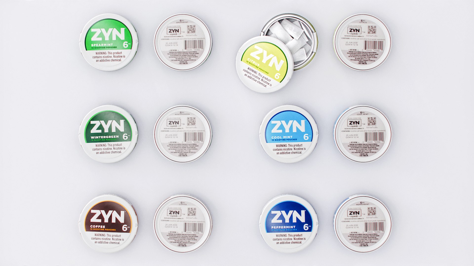 3D ZYN Nicotine Pouch Can Containers - 6 Pack Collection - TurboSquid ...